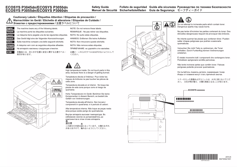 Page 1 of the manual Safety Instructions Kyocera ECOSYS P3050dn