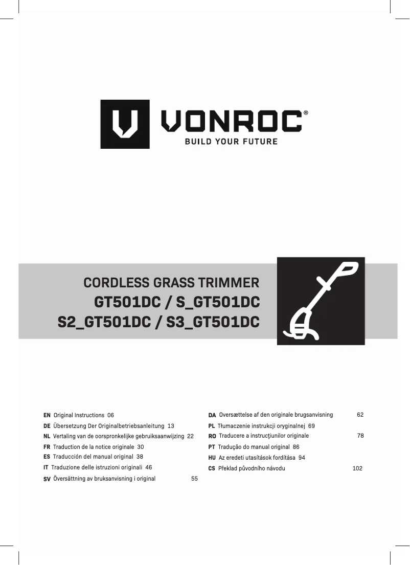 First page image of the manual for GT501DC