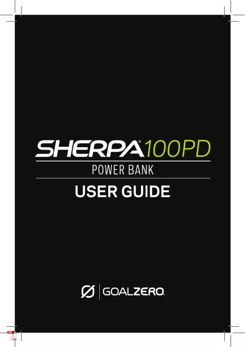 First page image of the manual for Sherpa 100PD