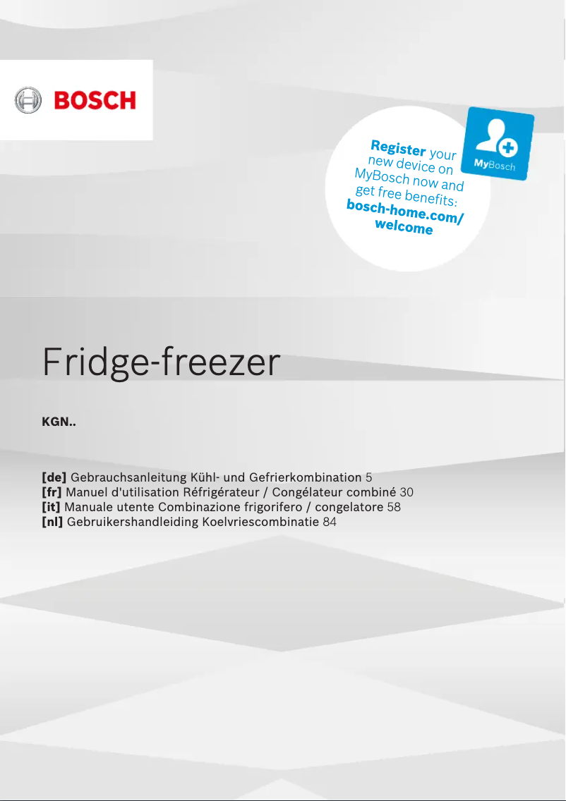 First page image of the manual for KGN39VWDT