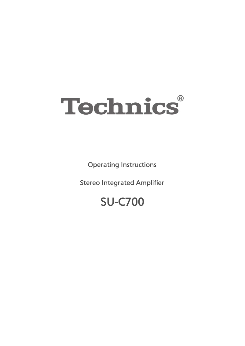 Page 1 of the manual User Manual Technics SU-C700GN