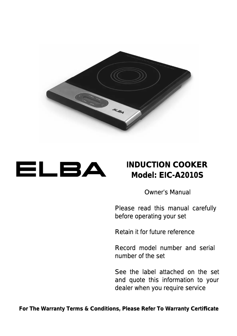Page 1 of the manual User Manual Elba EIC-A2010S