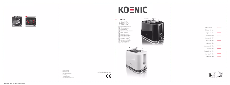 First page image of the manual for KTO 2210 W