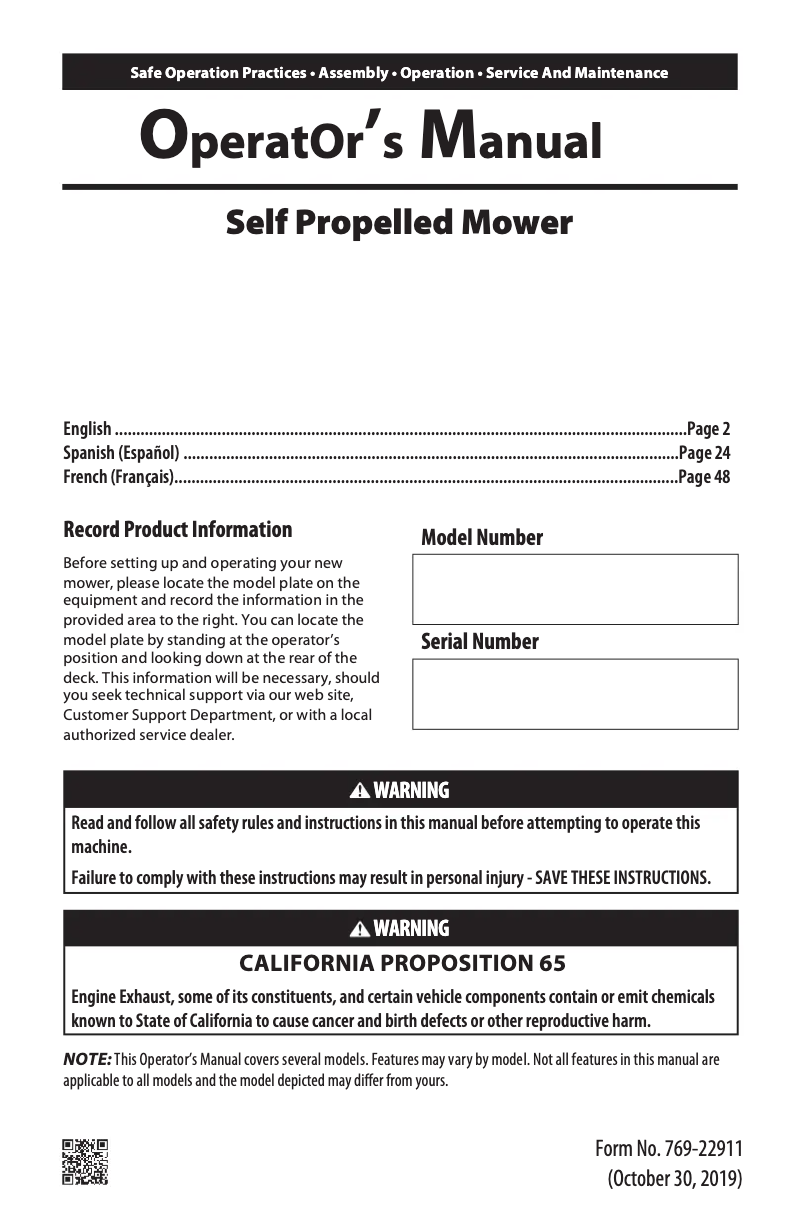 Page 1 of the manual User Manual Troy-Bilt TB210