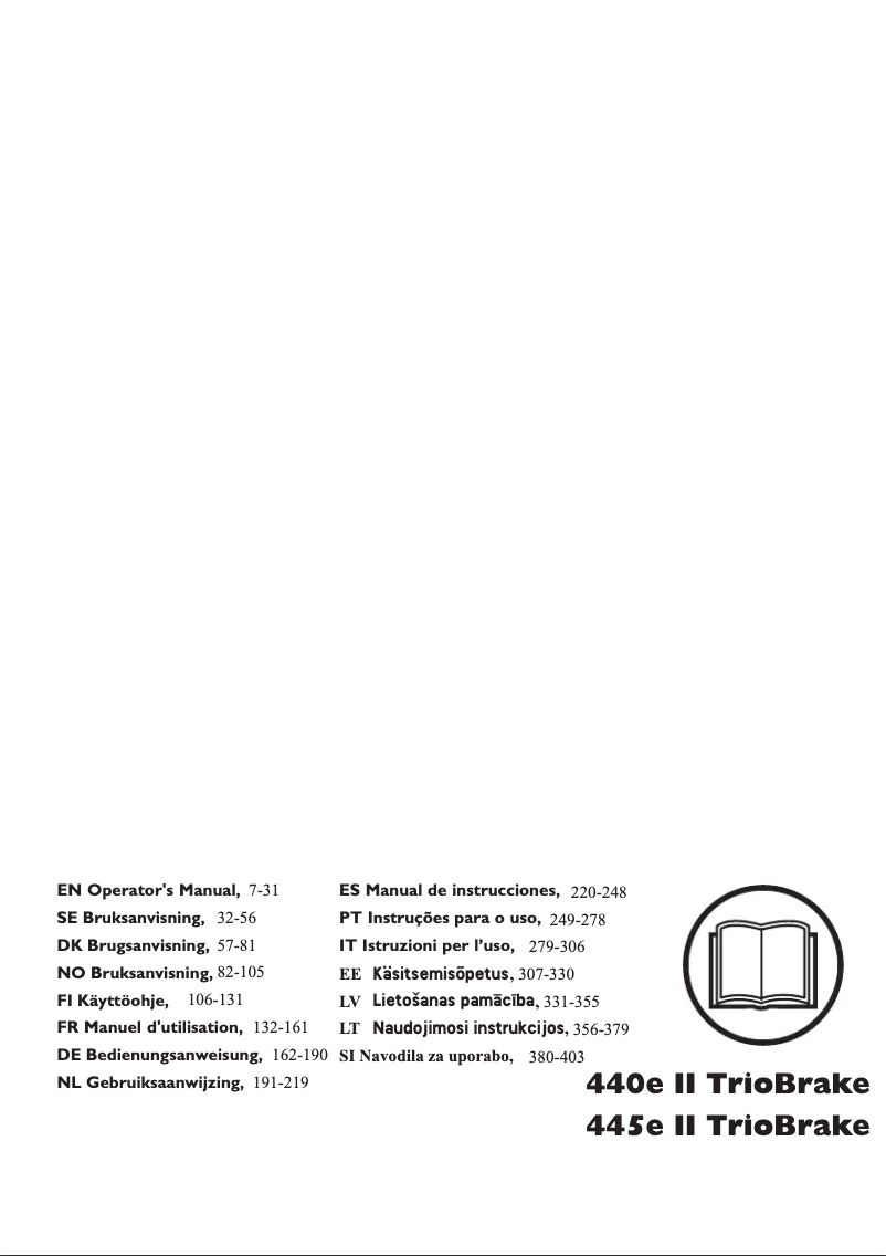 Page 1 of the manual User Manual Husqvarna 445e II TrioBrake