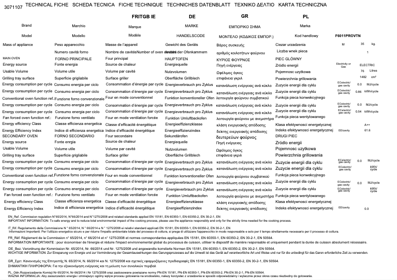 First page image of the manual for F6011PROVTX