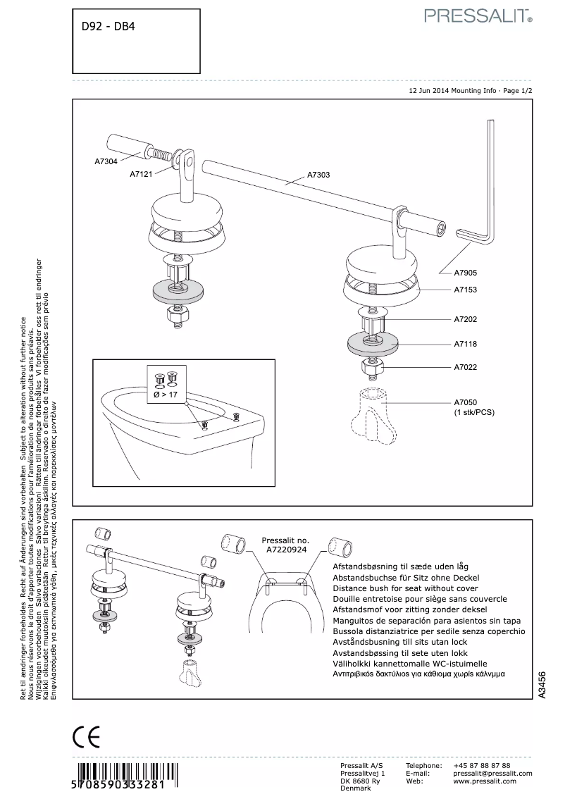 Page 1 of the manual User Manual Pressalit Ergosit