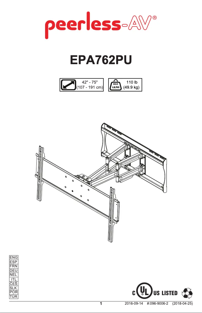 Page 1 of the manual User Manual Peerless-AV EPA762PU