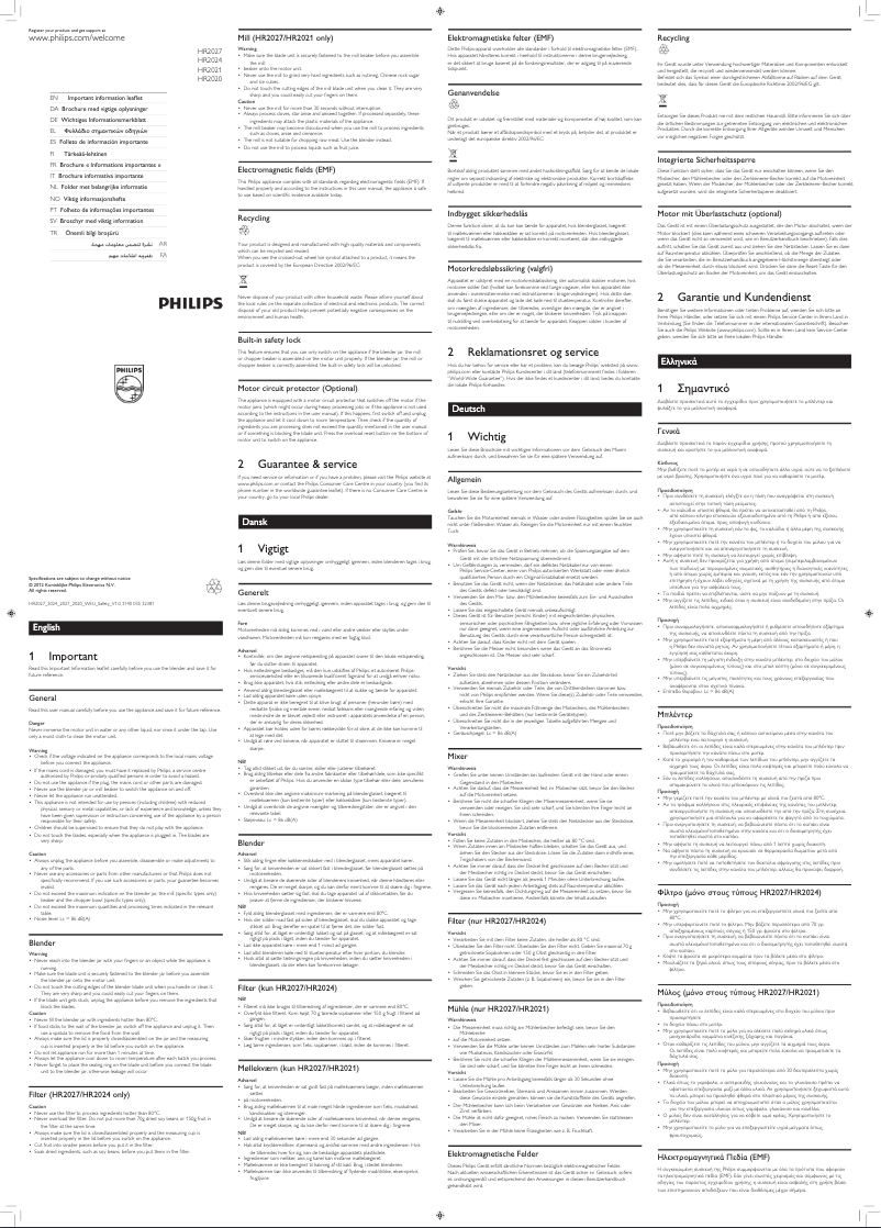 Page 1 of the manual User Manual Philips HR2024