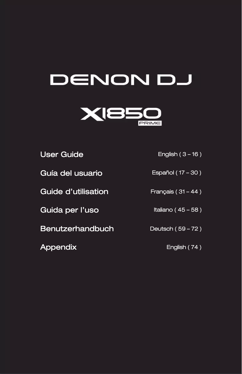 First page image of the manual for X1850 Prime