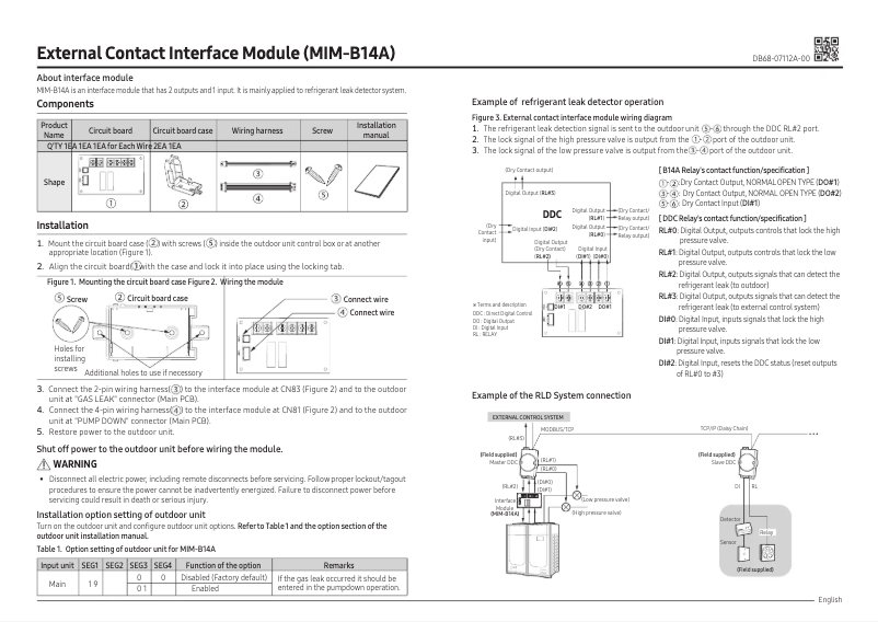 First page image of the manual for MIM-B14A