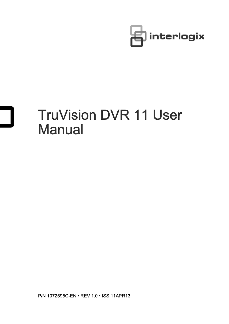 Page 1 of the manual User Manual Interlogix TruVision TVR-1108