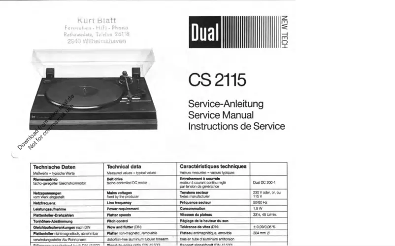 First page image of the manual for CS 2115
