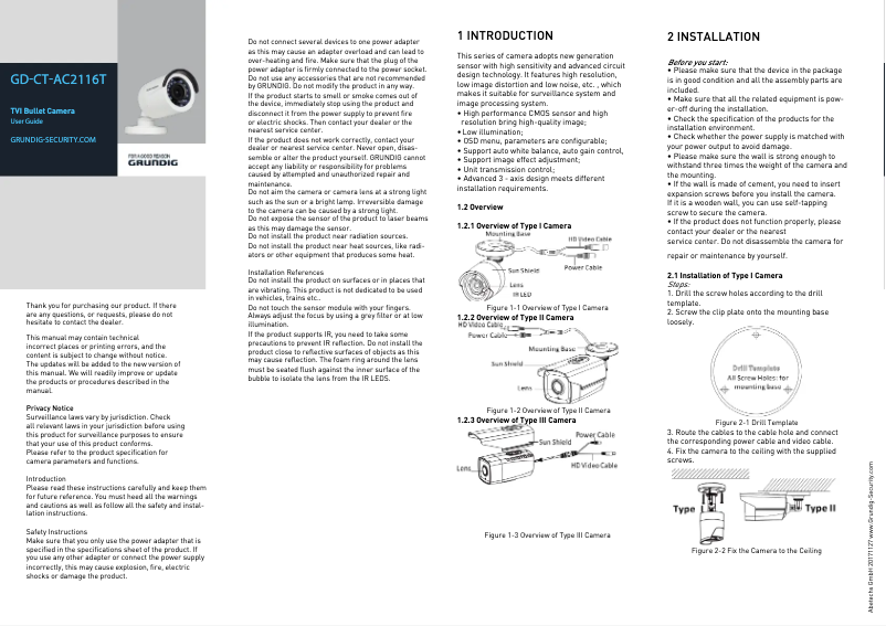 First page image of the manual for GD-CT-BC2116T