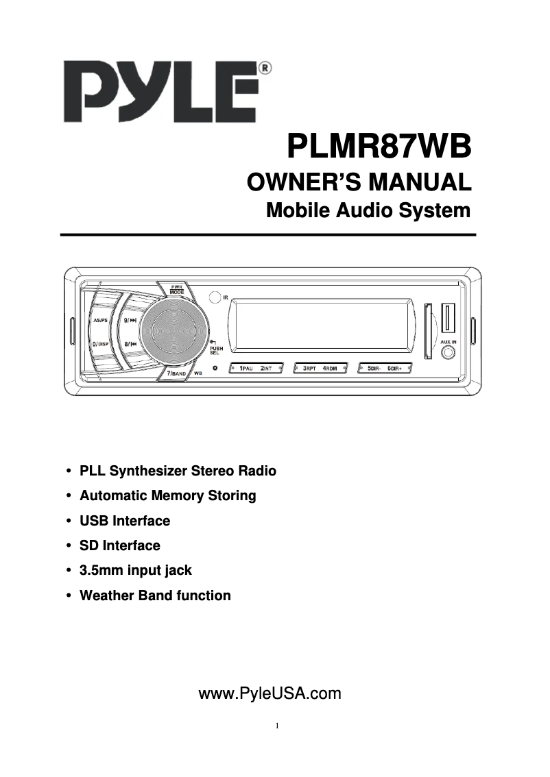 First page image of the manual for PLMR87WB