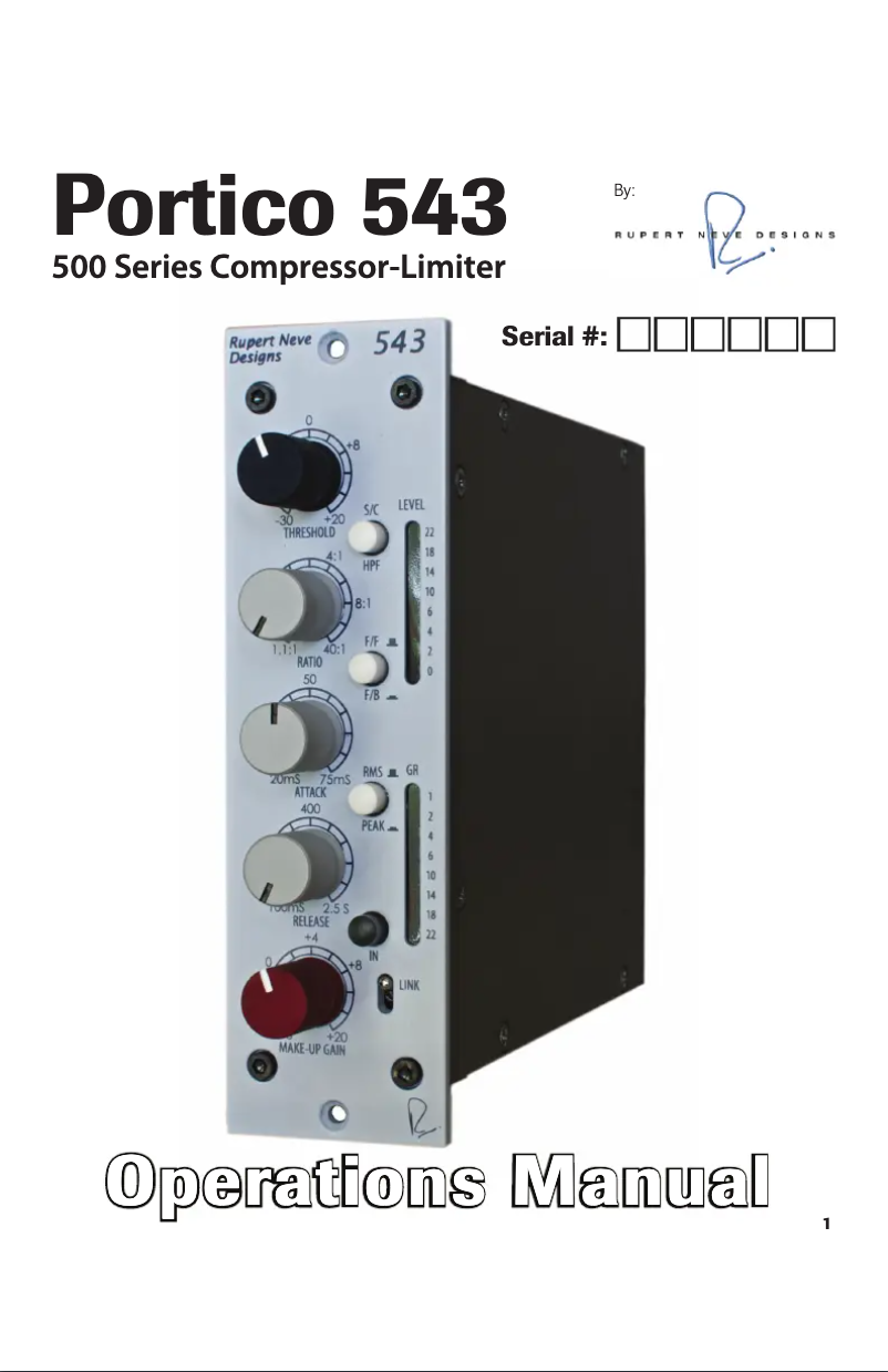 First page image of the manual for Portico 543