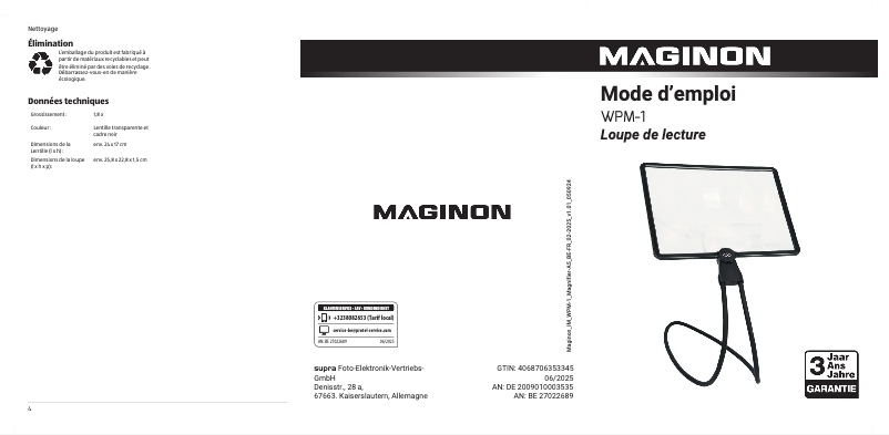 Page 1 of the manual User Manual Maginon WPM-1