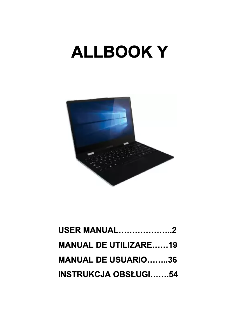 First page image of the manual for Allbook Y