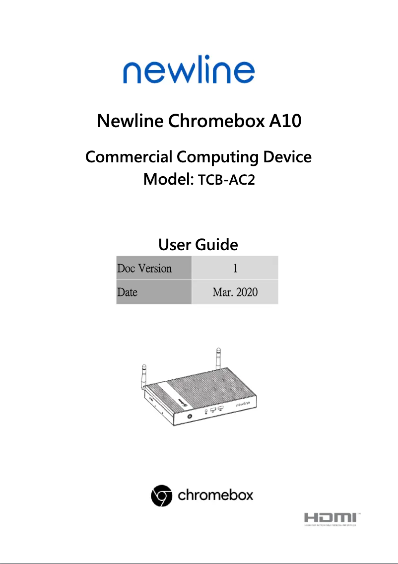 First page image of the manual for Chromebox