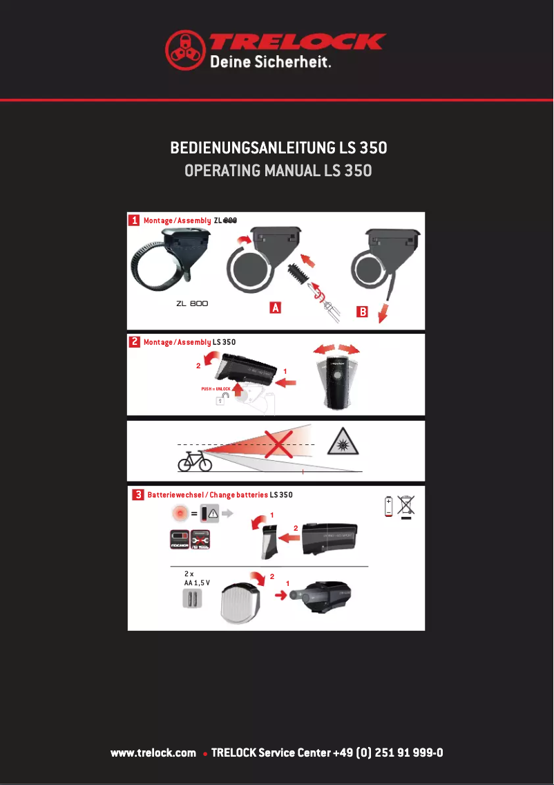 Page 1 of the manual User Manual Trelock LS 350