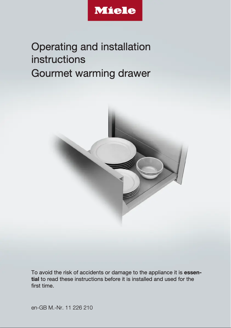 Page 1 of the manual Installation Guide Miele ESW 7010