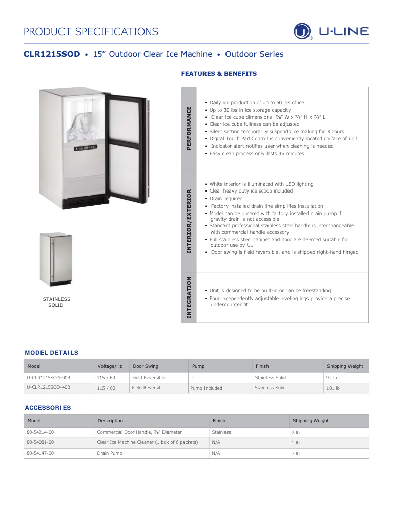 First page image of the manual for U-CLR1215OD40B