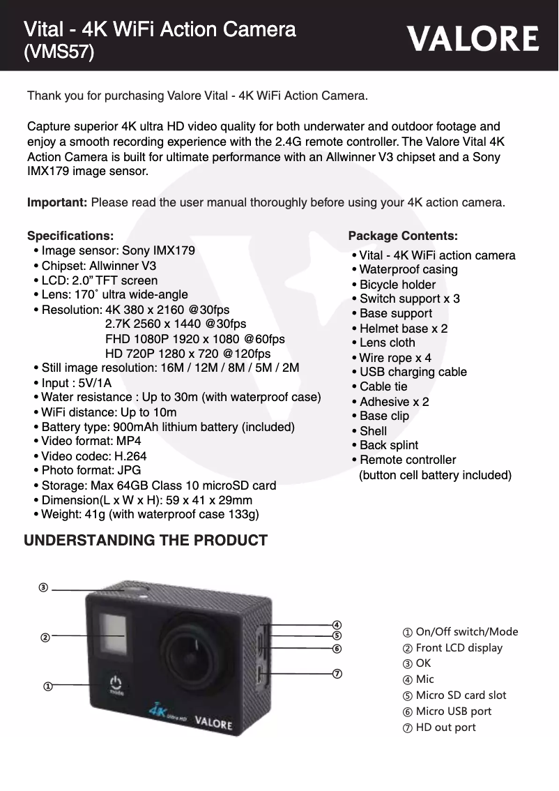 First page image of the manual for VMS57