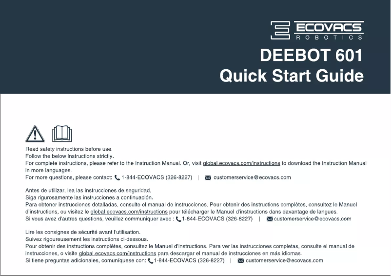 Page 1 of the manual Quick Start Guide ECOVACS Deebot 600
