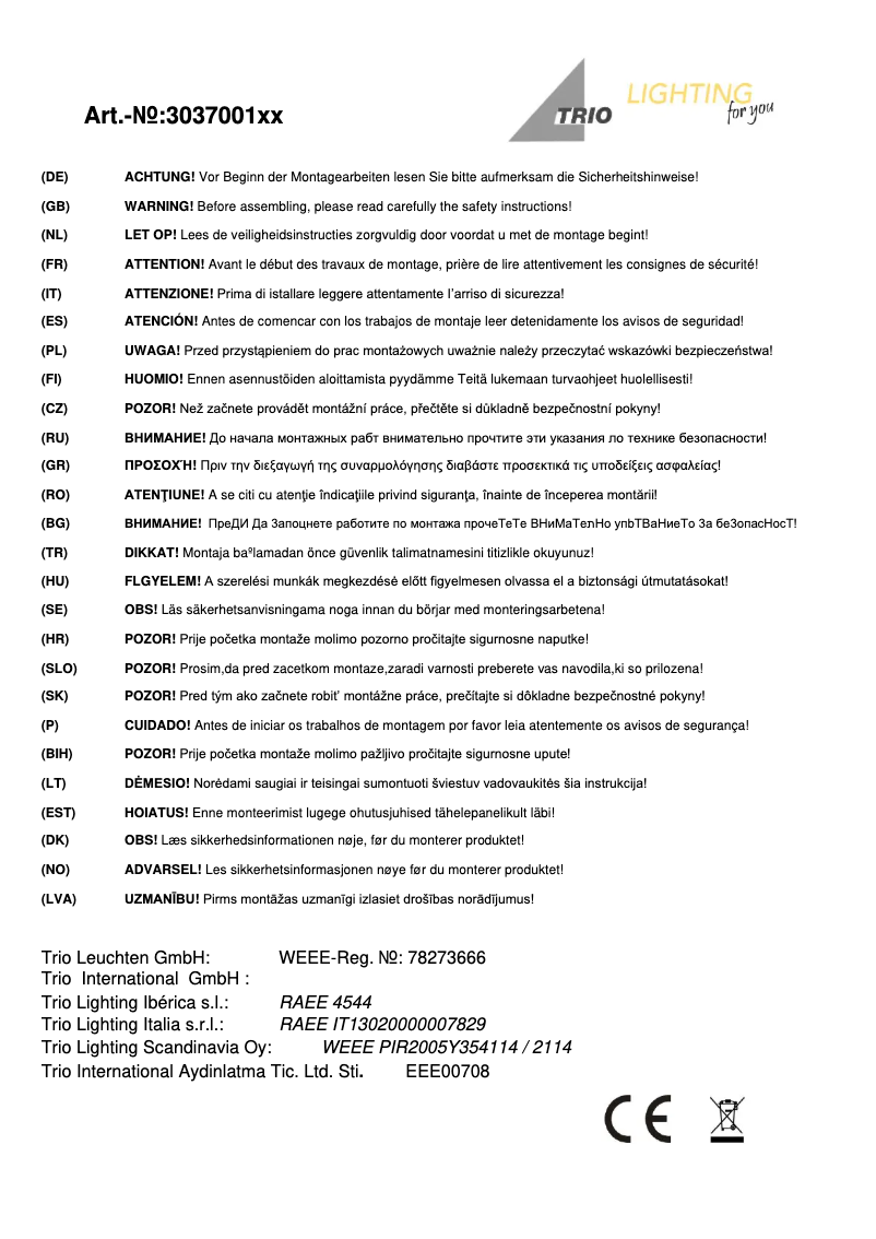 First page image of the manual for Jasmin 303700161