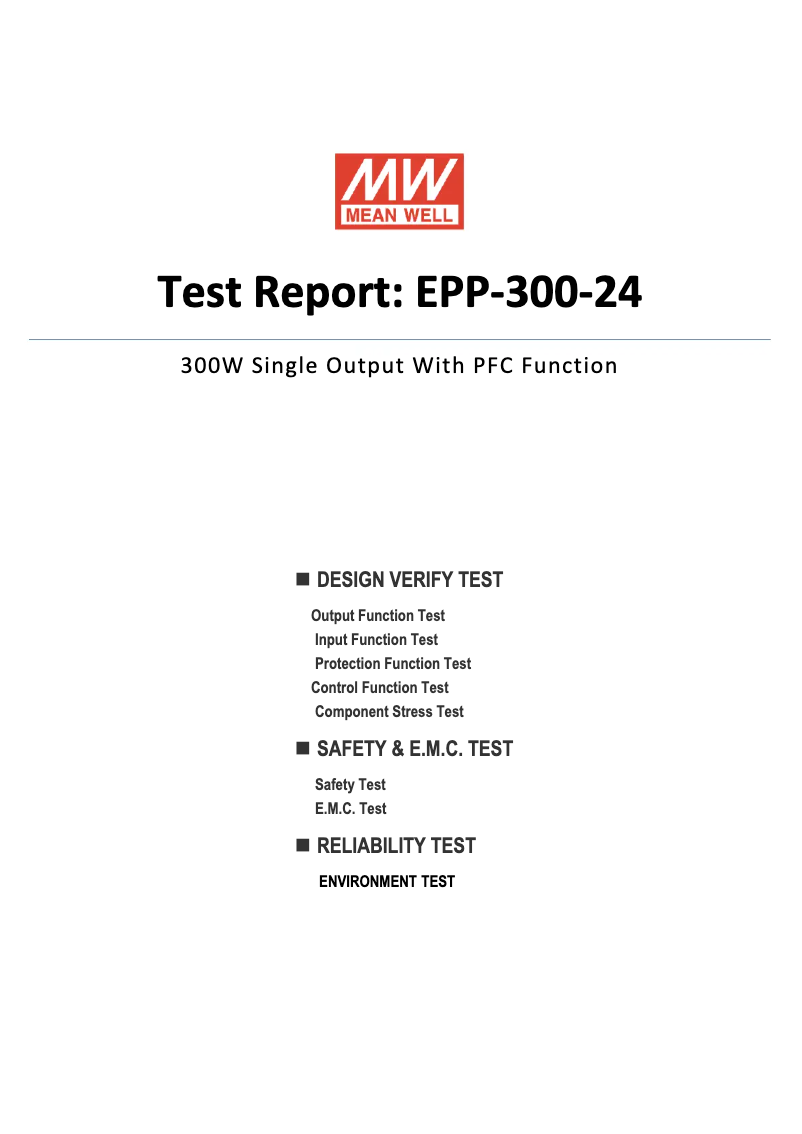Page 1 of the manual Technical Sheet Mean Well EPP-300-24