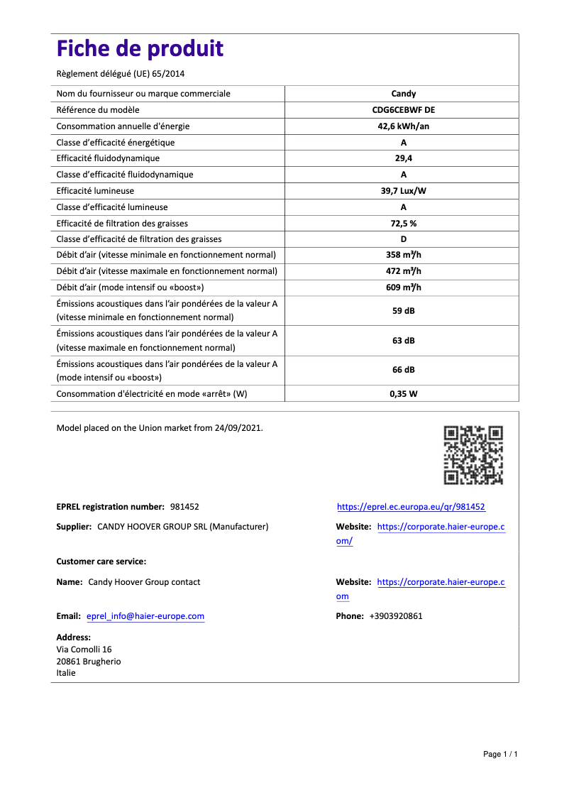 First page image of the manual for CDG6CEB