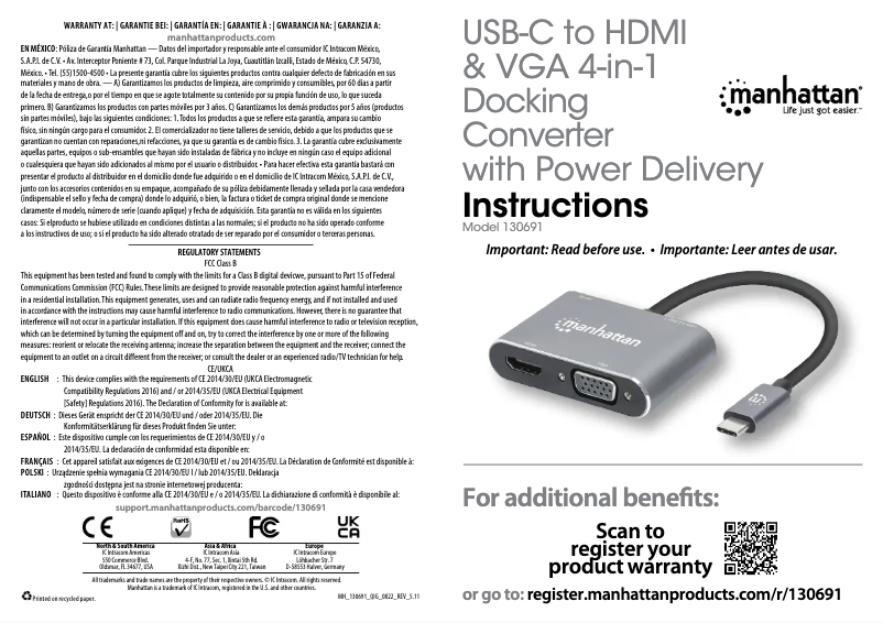 First page image of the manual for 130691