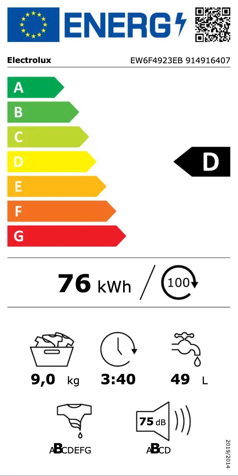 First page image of the manual for EW6F4923EB