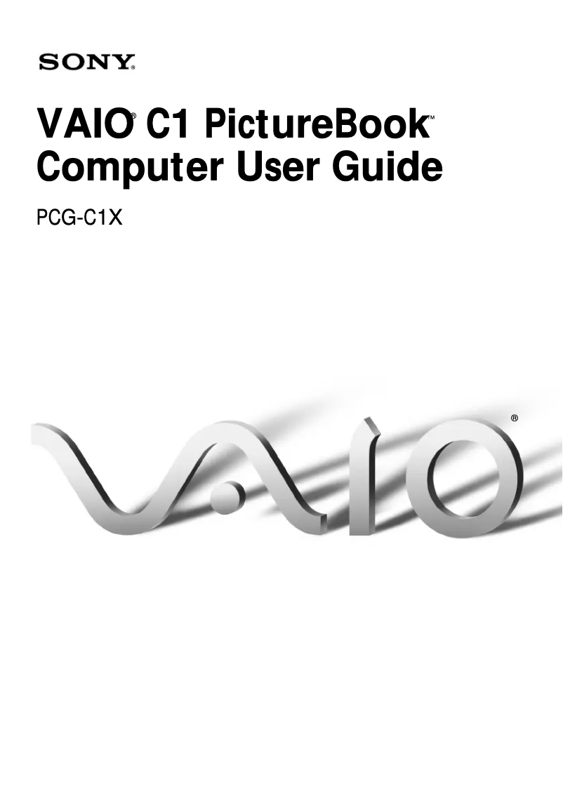 First page image of the manual for Vaio PCG-C1X