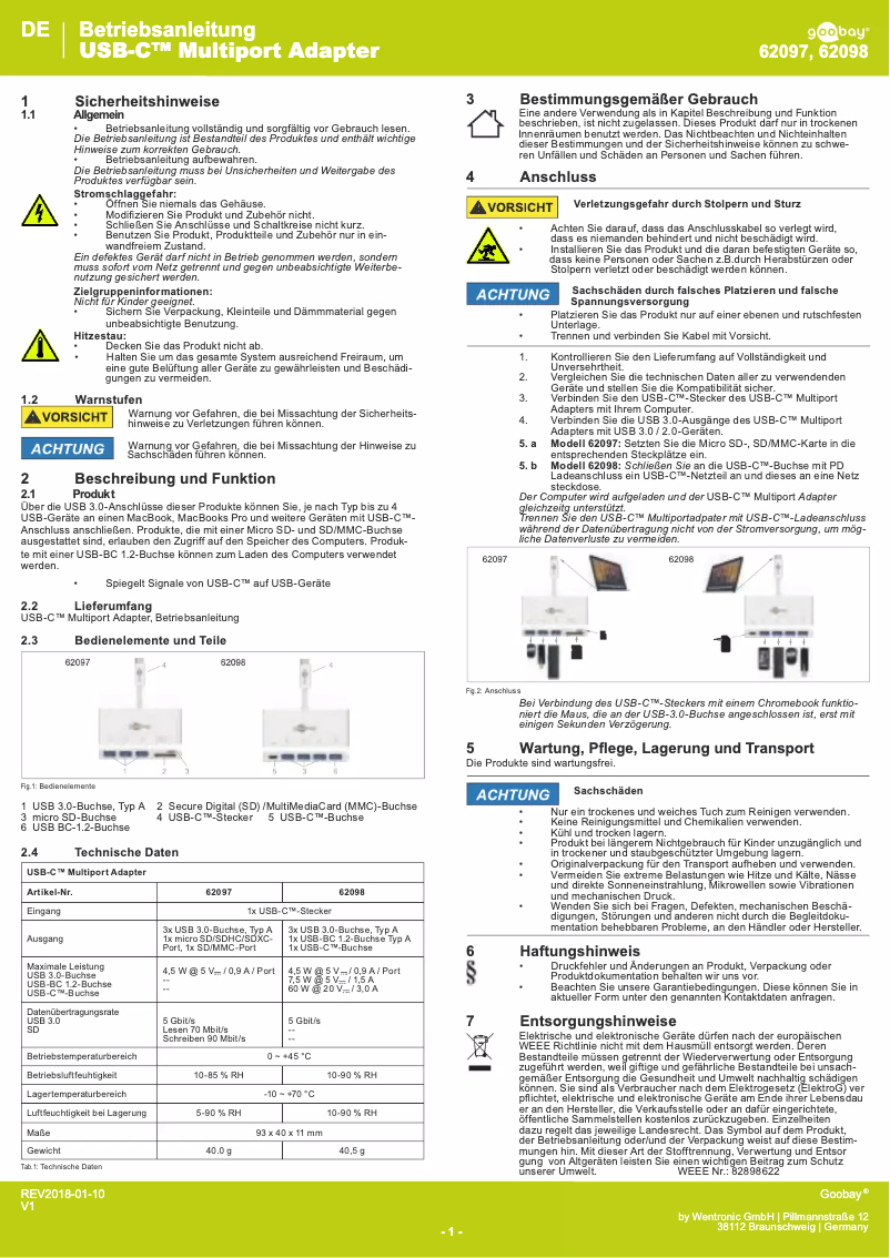 First page image of the manual for 62097
