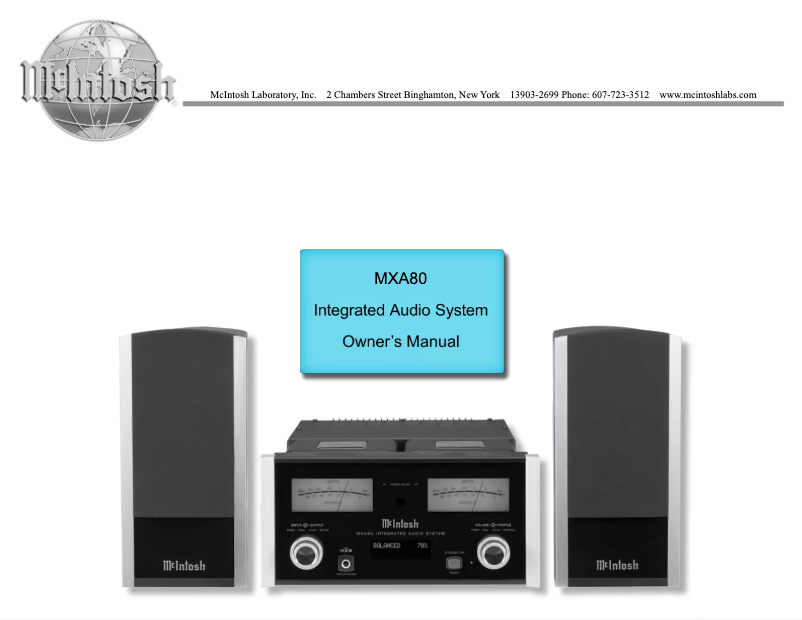 First page image of the manual for MXA80