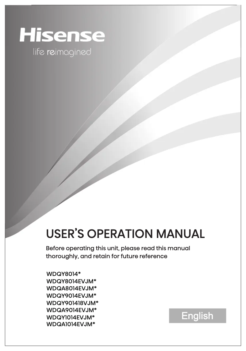 Page 1 of the manual Installation Guide Hisense WDQA8014EVJMT