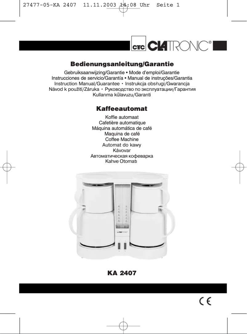 First page image of the manual for KA 2407