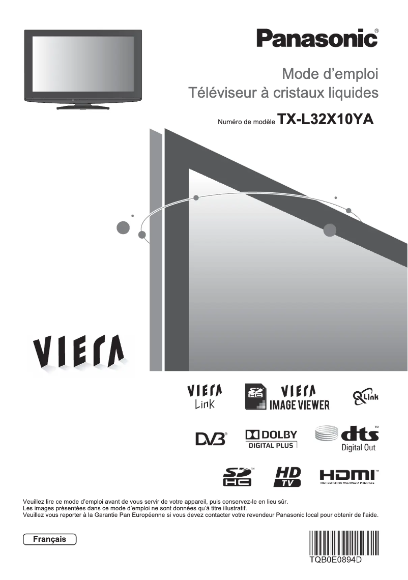 Page 1 of the manual User Manual Panasonic Viera TX-L32X10YA