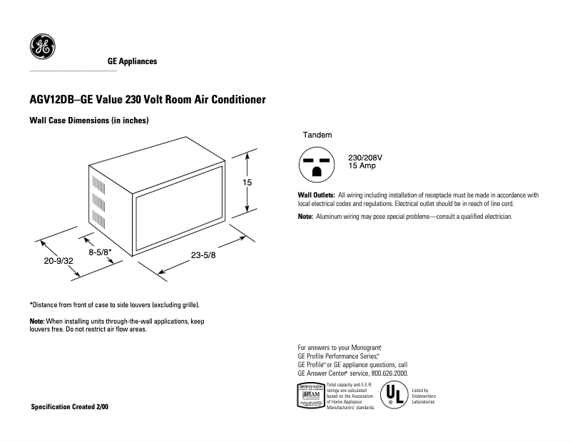 First page image of the manual for AGV12DB