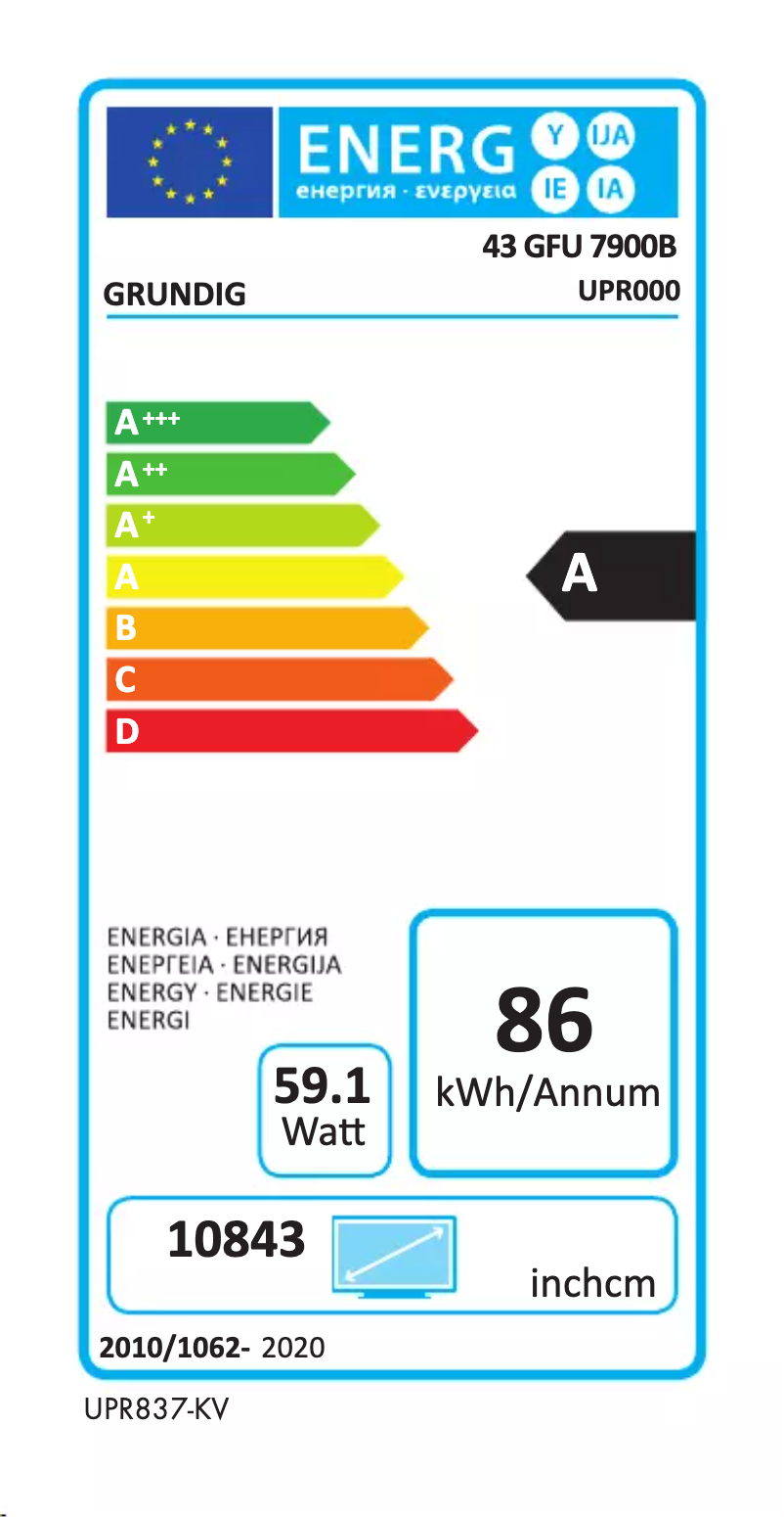 First page image of the manual for 43 GFU 7900B
