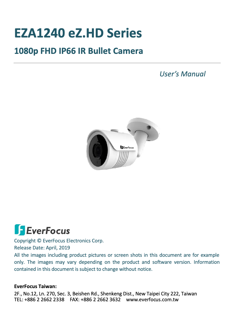 Page 1 of the manual User Manual EverFocus EZA1240