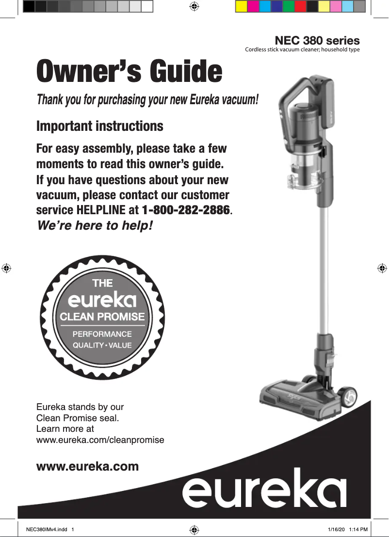 Page 1 of the manual User Manual Eureka Stylus NEC380