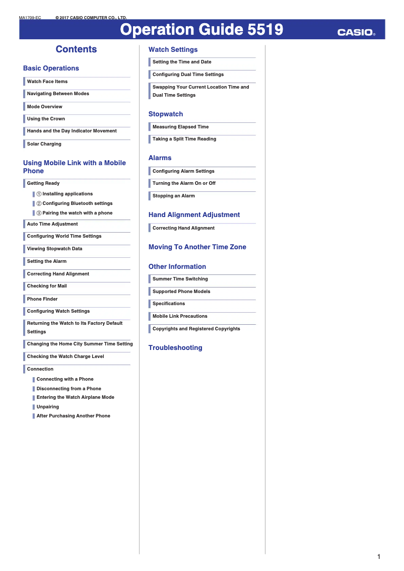 Page 1 of the manual User Manual Casio Edifice EQB-501XBR-1AER