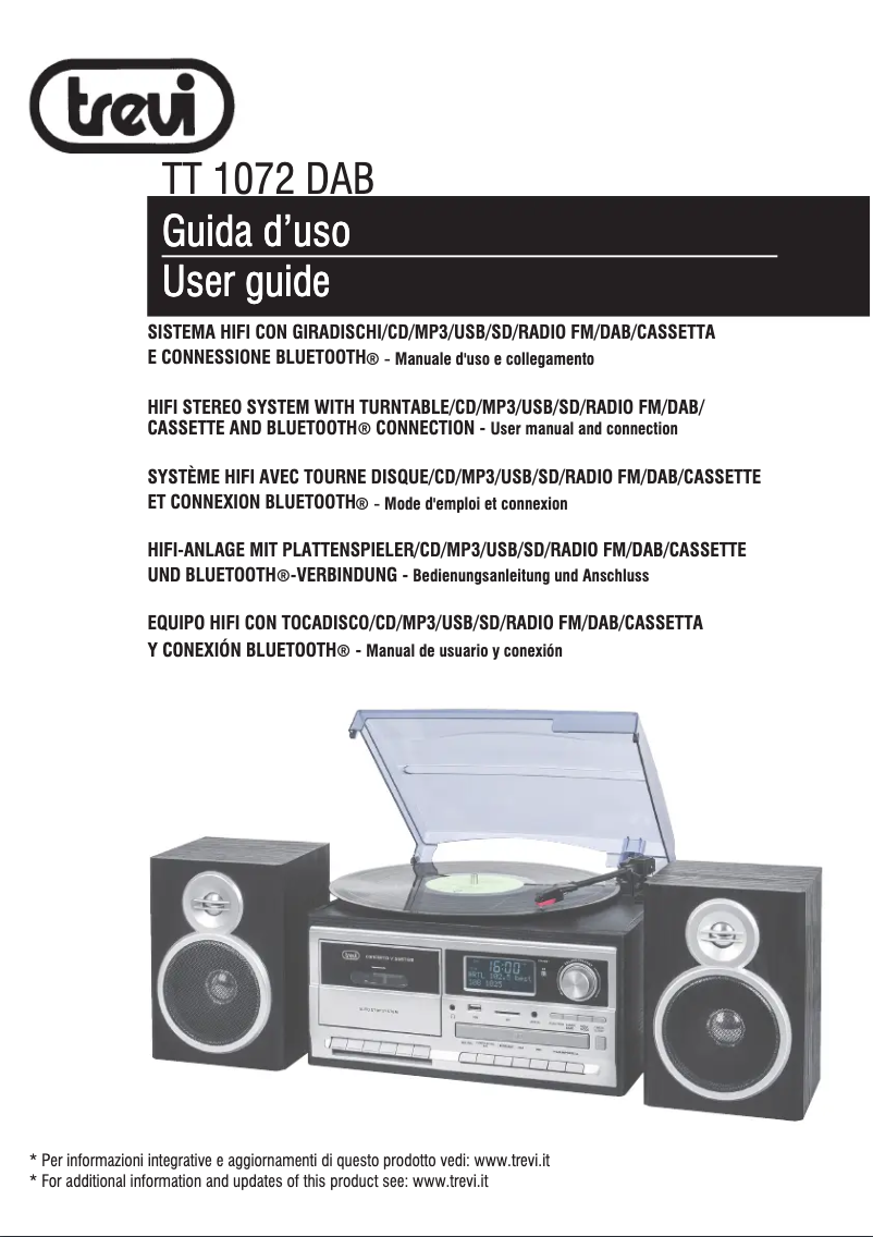 Page 1 de la notice Manuel utilisateur Trevi TT 1020 BT