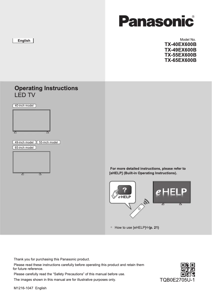 First page image of the manual for TX-40EX600B