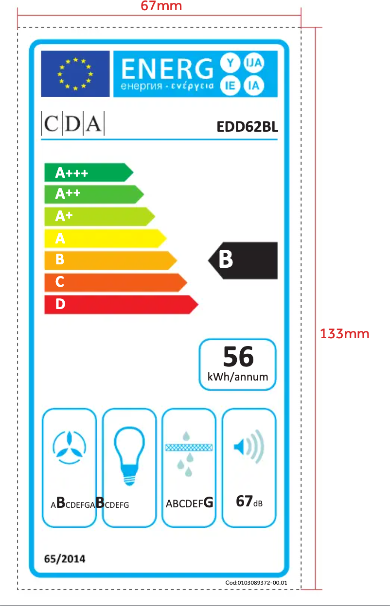 Page 1 of the manual Energy Label CDA EDD62BL