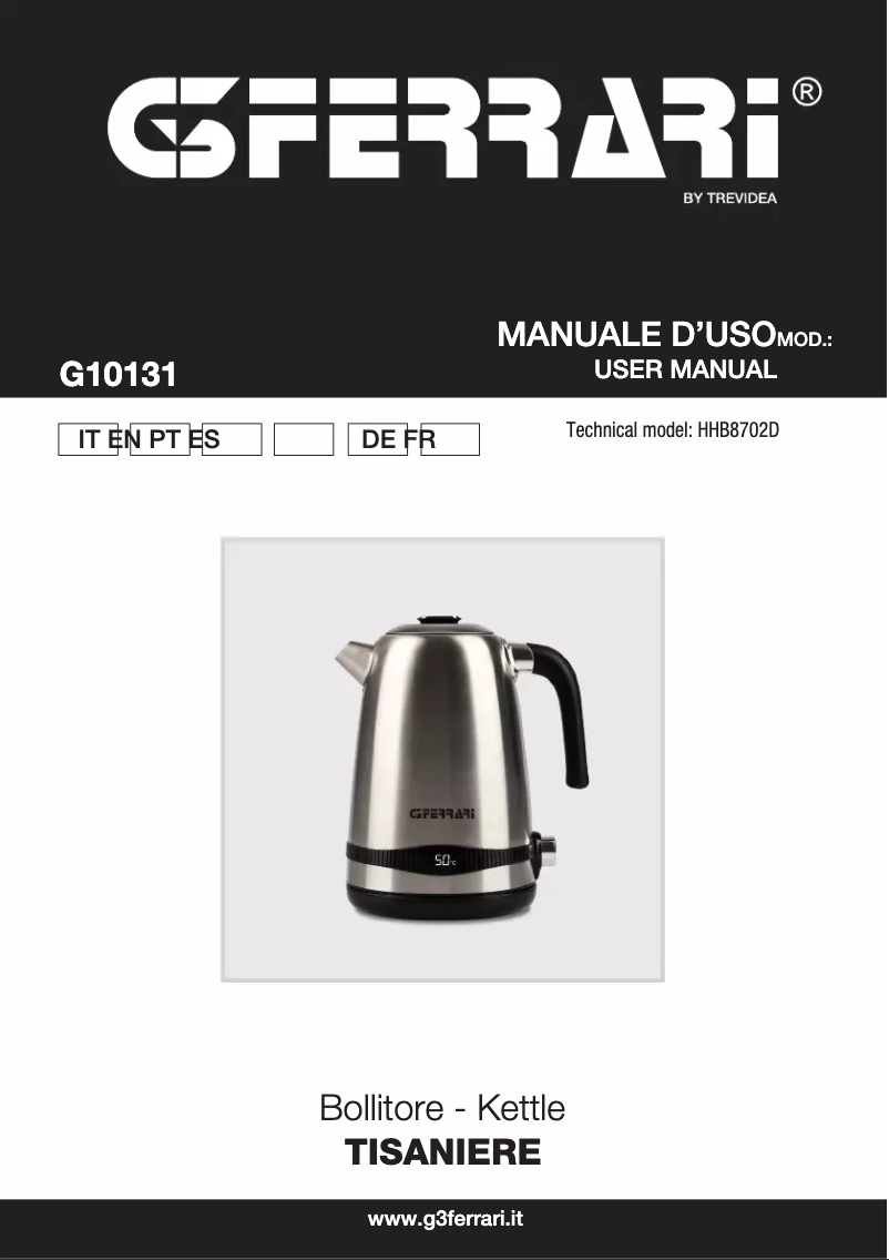 Page 1 de la notice Manuel utilisateur G3 Ferrari Tisaniere G10131