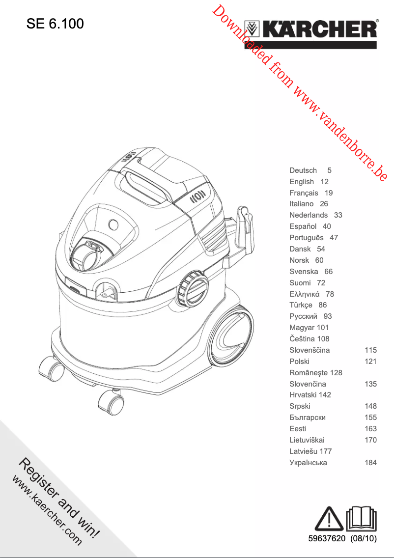 Page 1 de la notice Manuel utilisateur Kärcher SE 6.100