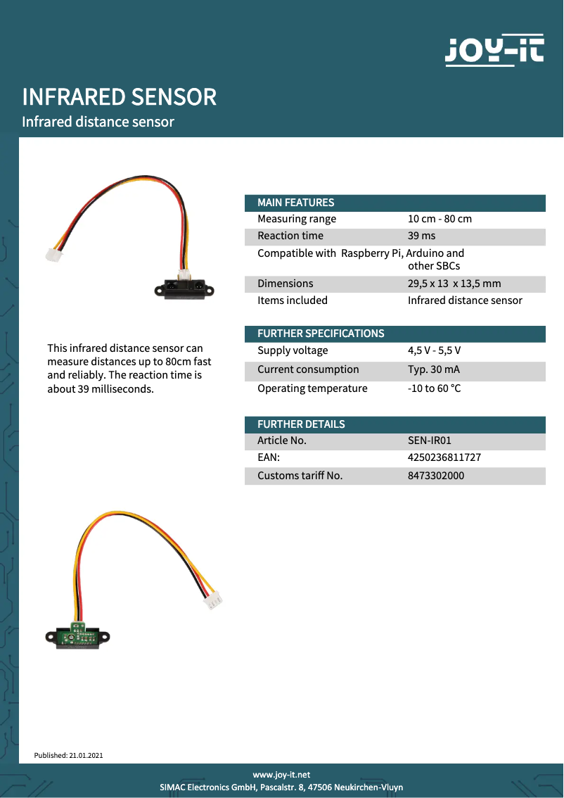 Image de la première page du manuel de l'appareil SEN-IR01